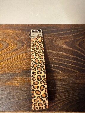 Handmade Leopard Print Wristlet Key Fob - Tan and Black